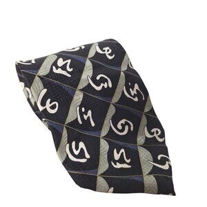 J Riggins Mens Silk Tie Abstract Geometric Black Blue Silver